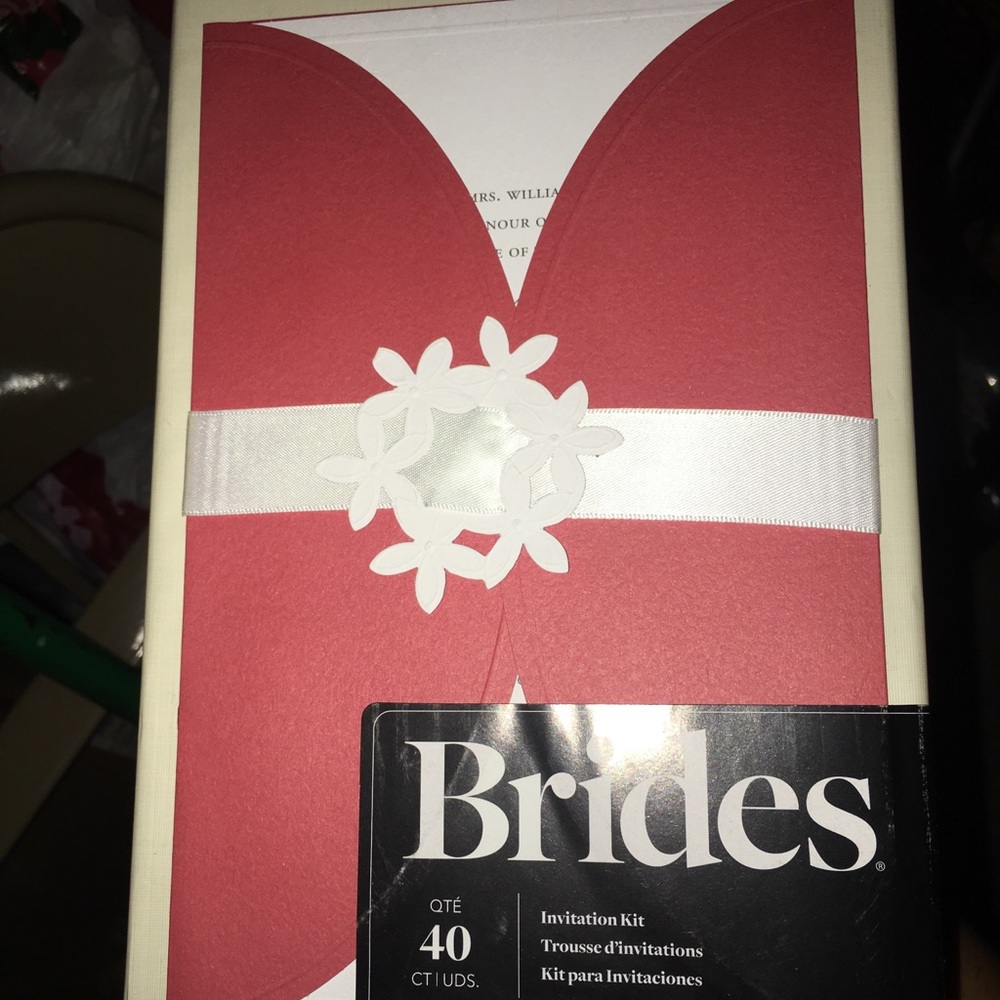 Brides invitations red and white brand new
